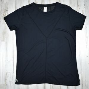 Joylab black active gym workout top shirt sheer mesh back Women's size medium